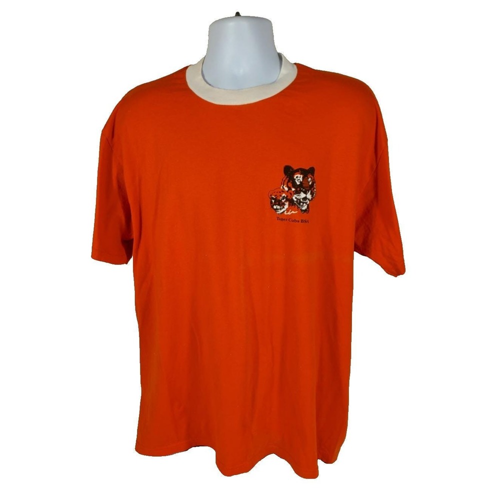 Vintage 80'S BSA Tiger Cub Boy Scouts Orange/ White T-Shirt Men's XL